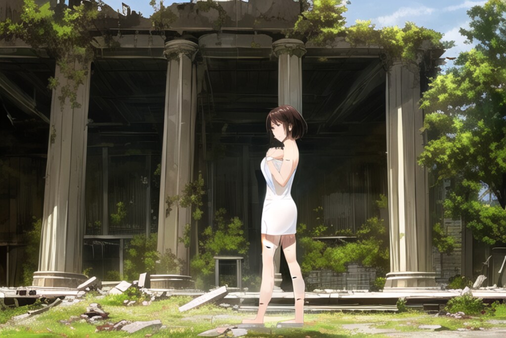 終末世界をタオル一丁でうろうろするお姉さん