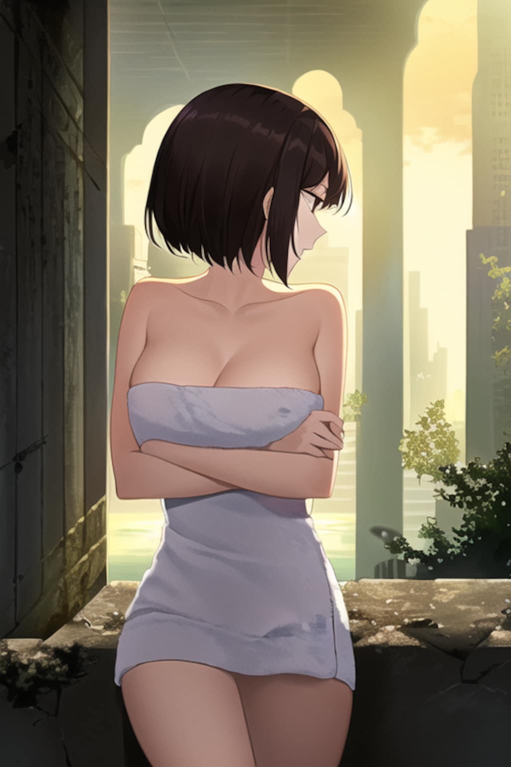 終末世界をタオル一丁でうろうろするお姉さん