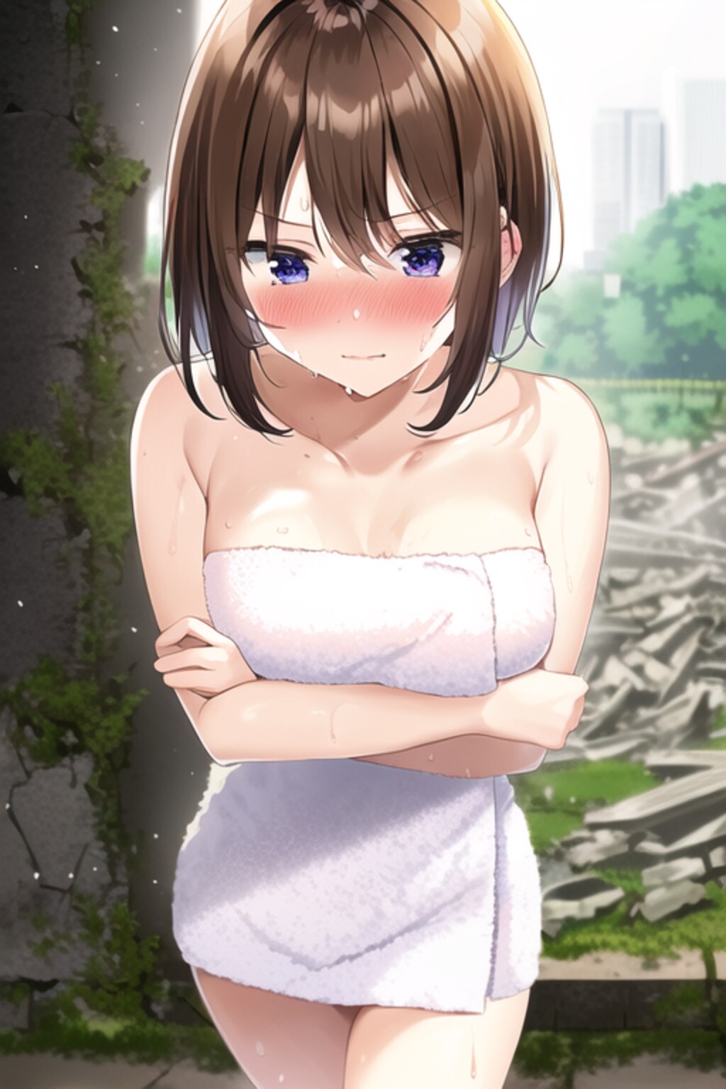 終末世界をタオル一丁でうろうろするお姉さん