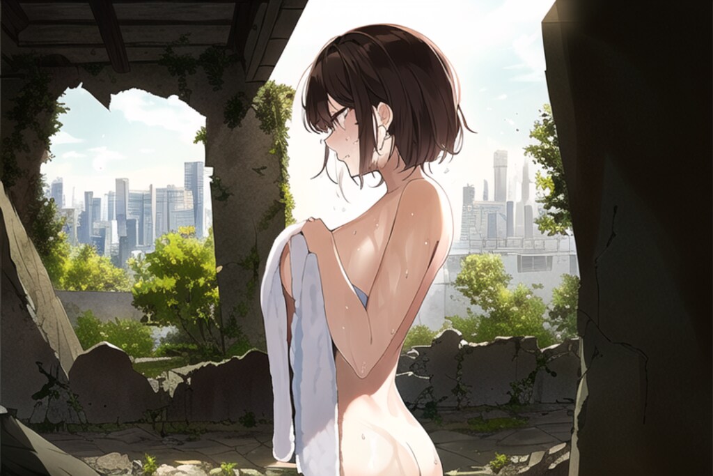 終末世界をタオル一丁でうろうろするお姉さん