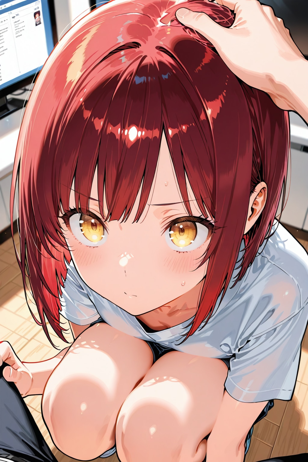 頭を撫でられる女の子