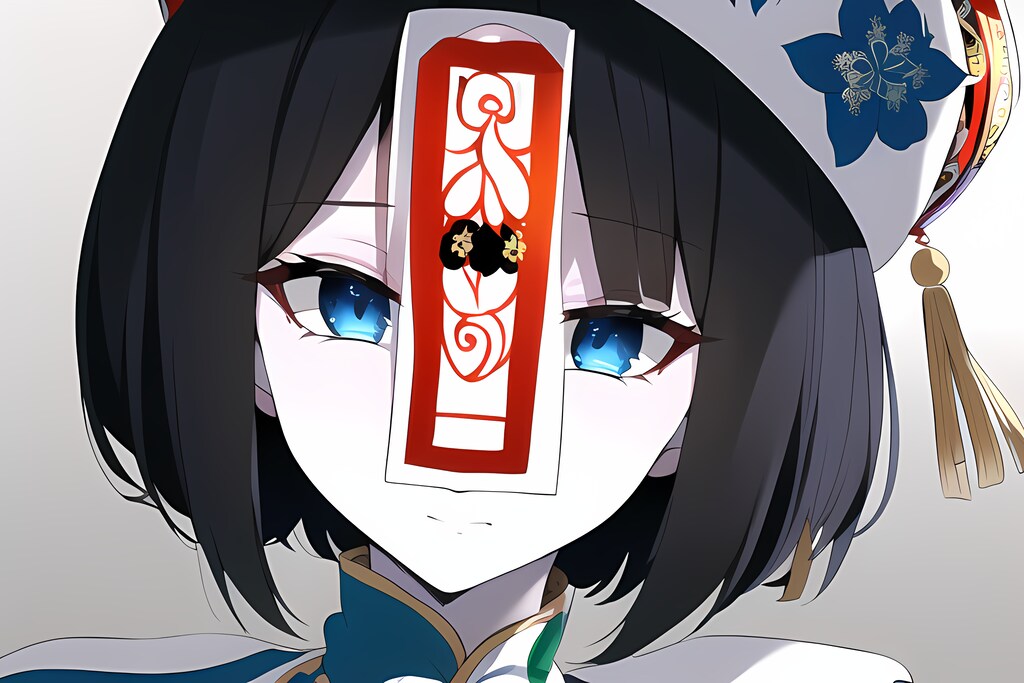 外は熱いので冷たくて気持ちよさそうなキョンシー娘ちゃんを