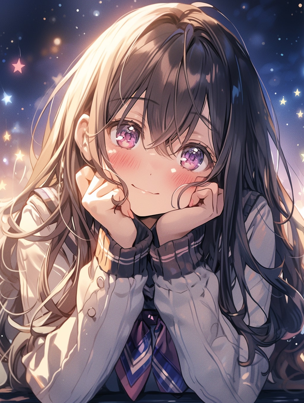 星空と女の子 Starry Sky and Girl