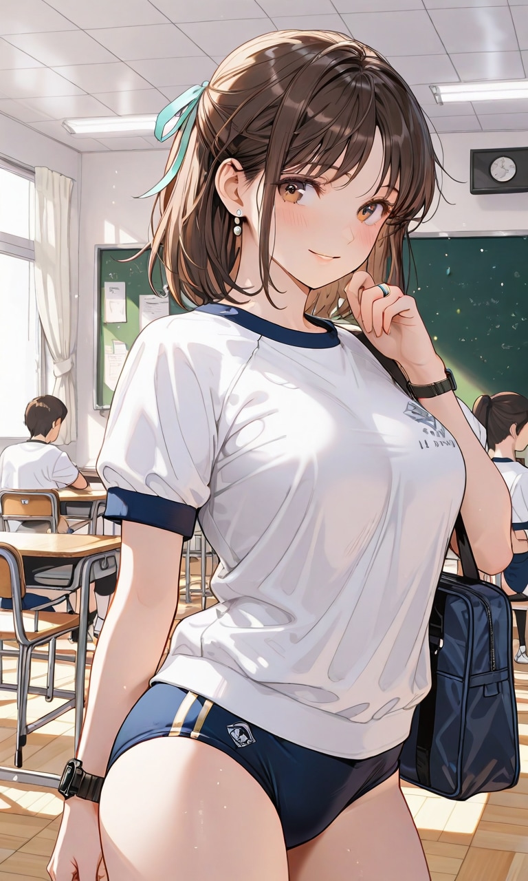 教室でブルマ姿のアニス先生