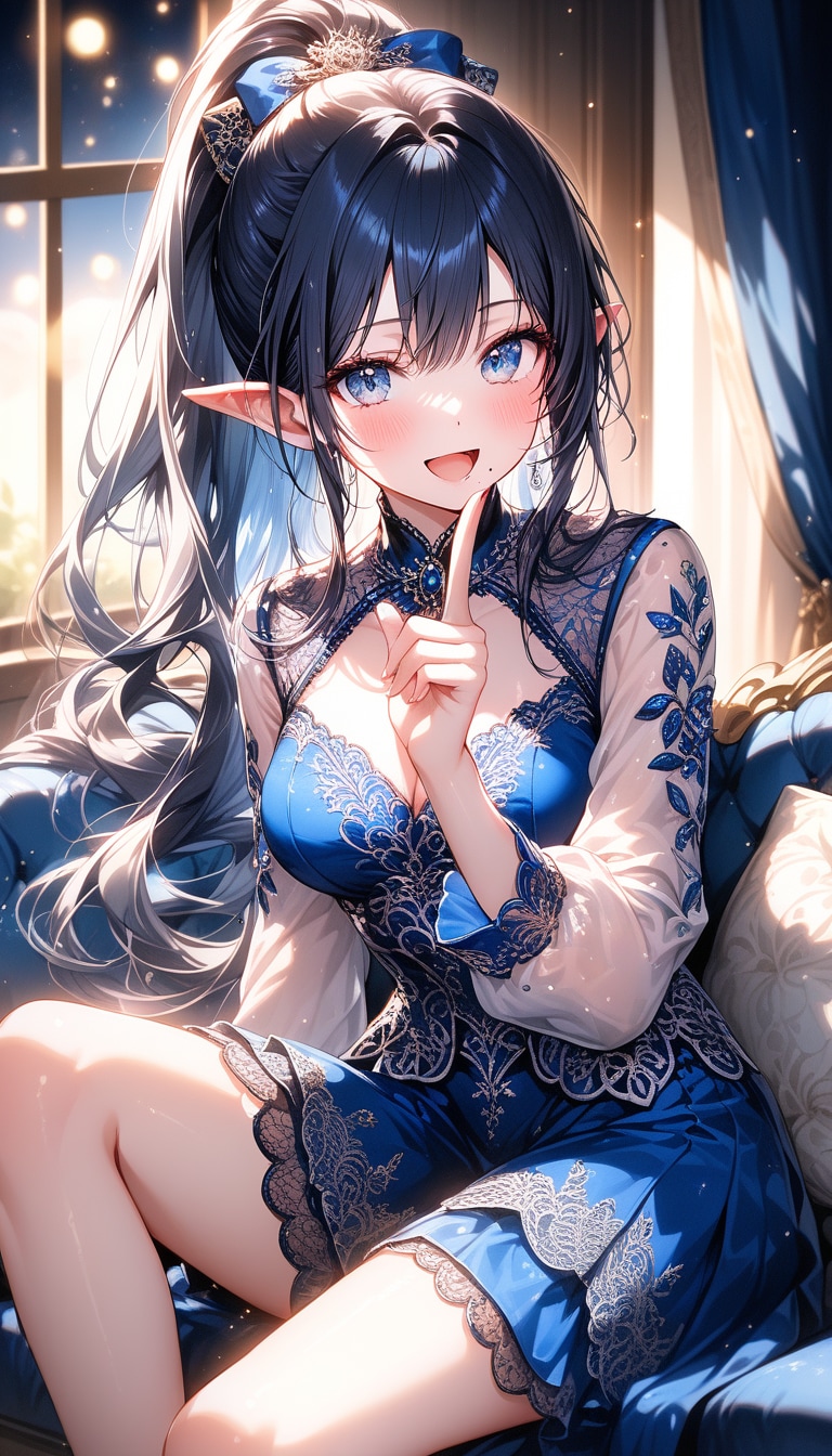 Days AI「青いドレスを纏うエルフのお嬢様」