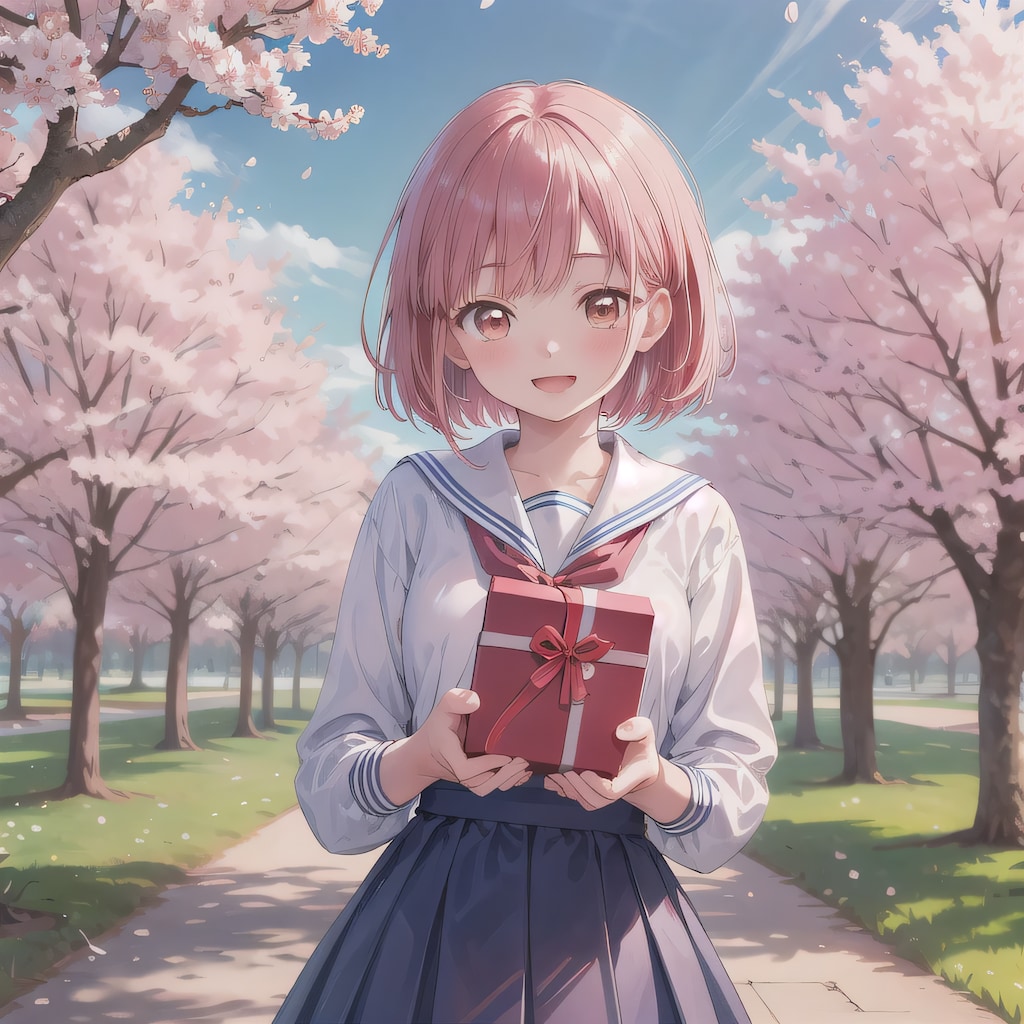 ピンク髪ボブでセーラー服の少女２