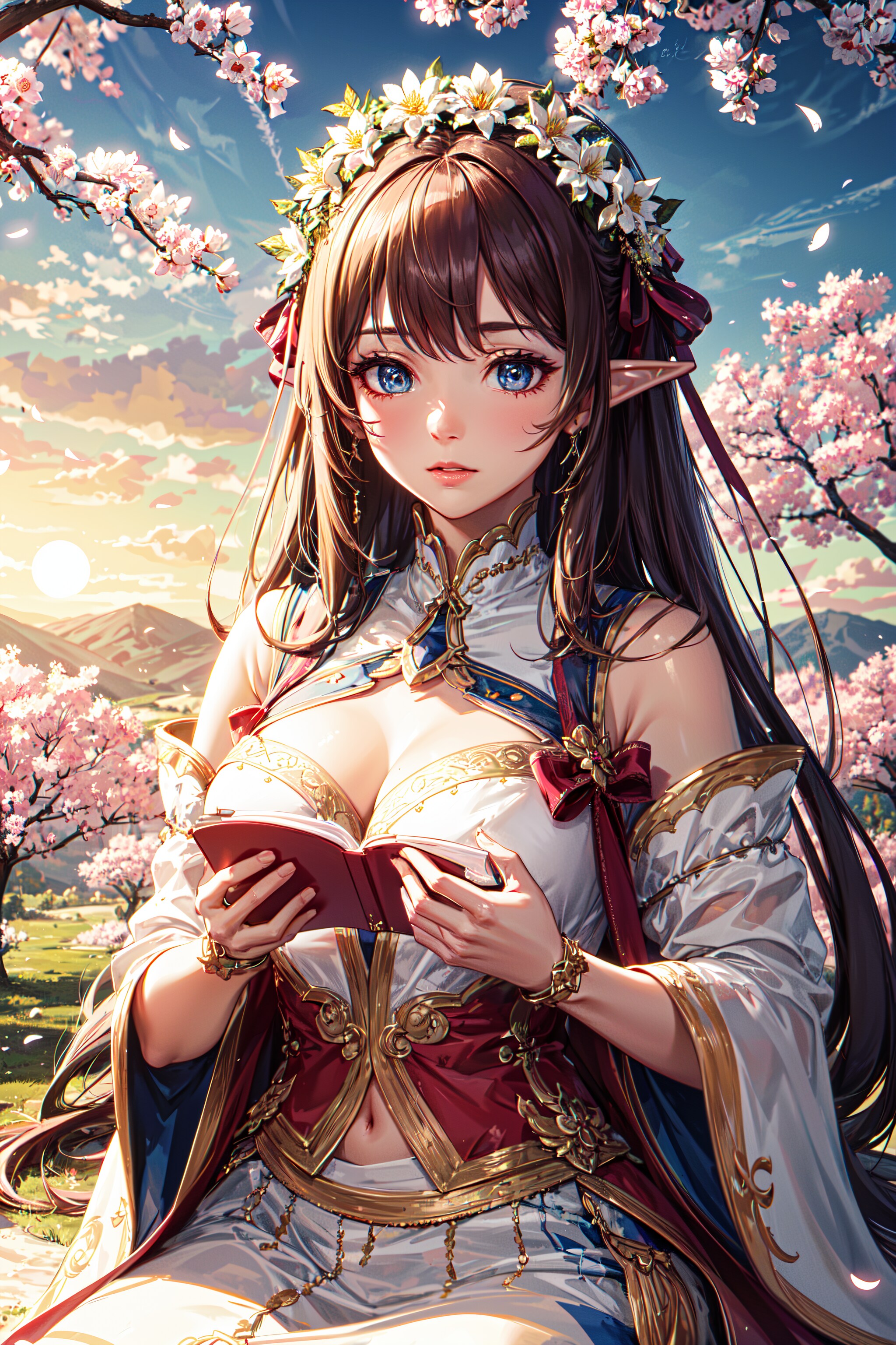 桜の下で読書