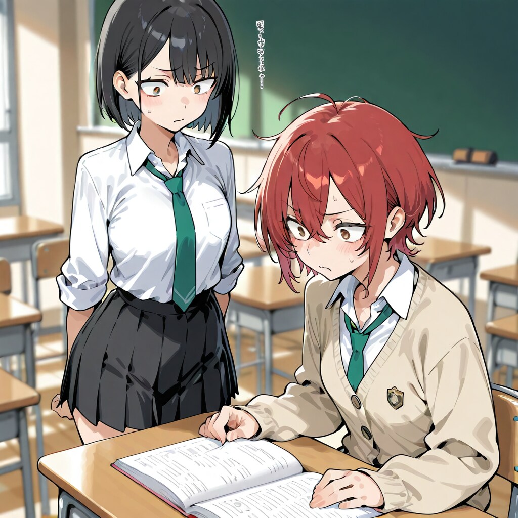 うちの子茜がよその子茜に勉強を教わっている