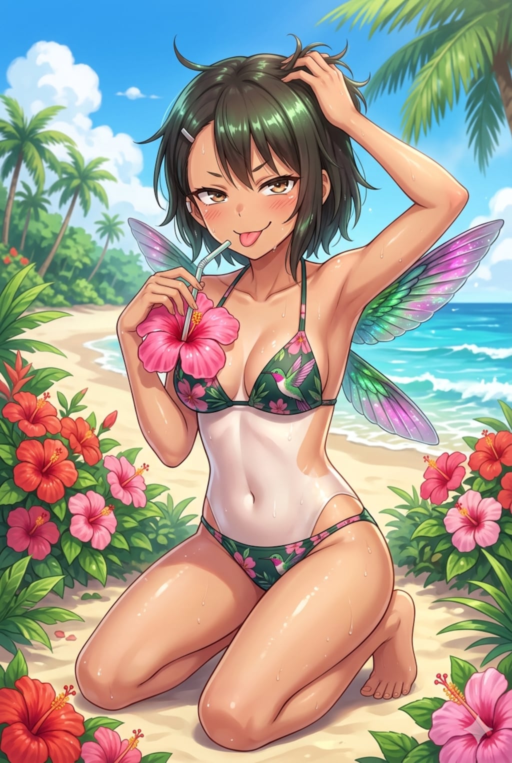 ハチドリ擬人化(日焼け跡失敗)