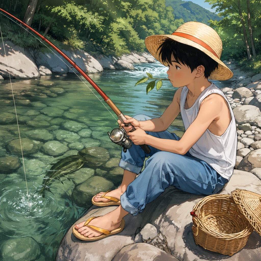 川遊び：夏の太公望