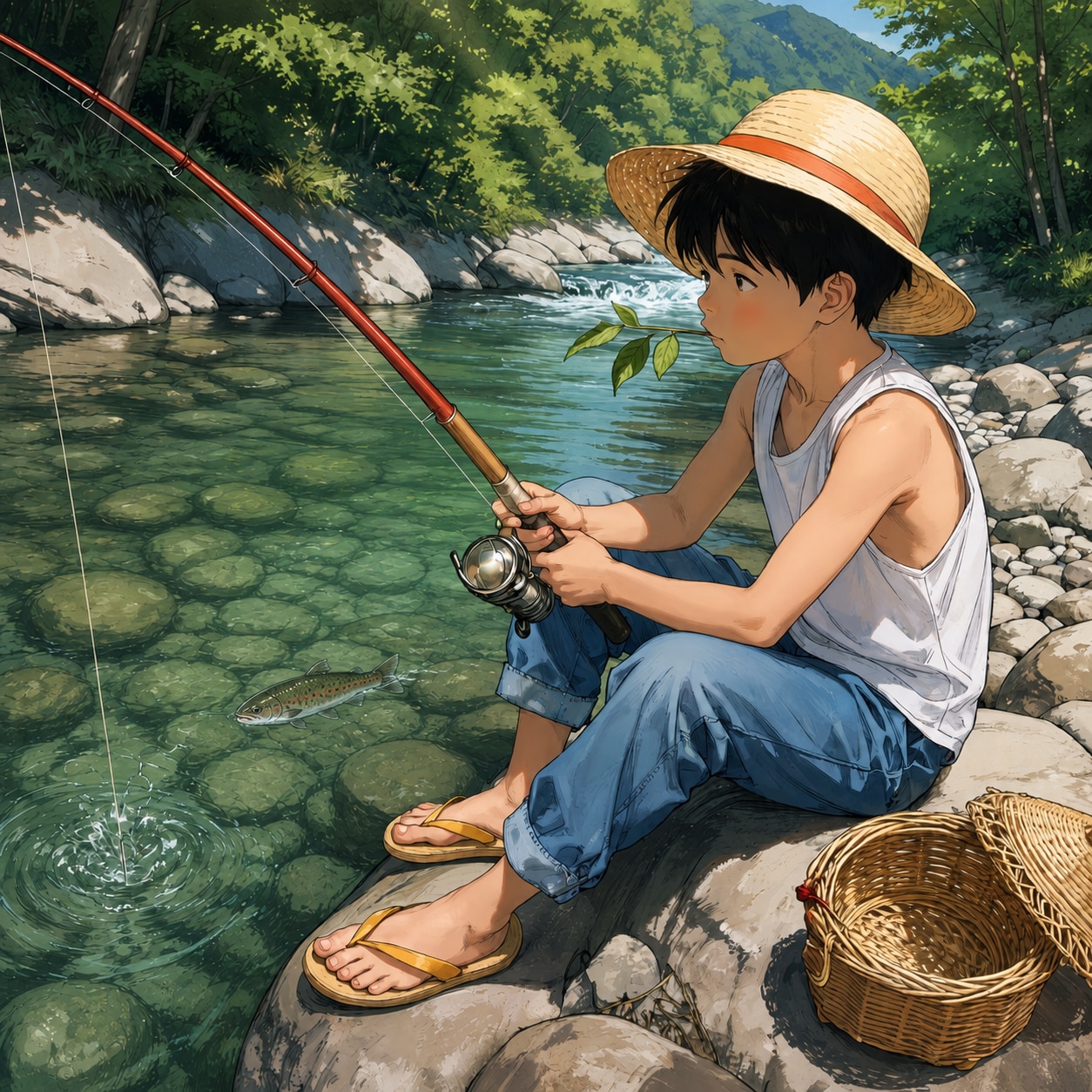 川遊び：夏の太公望