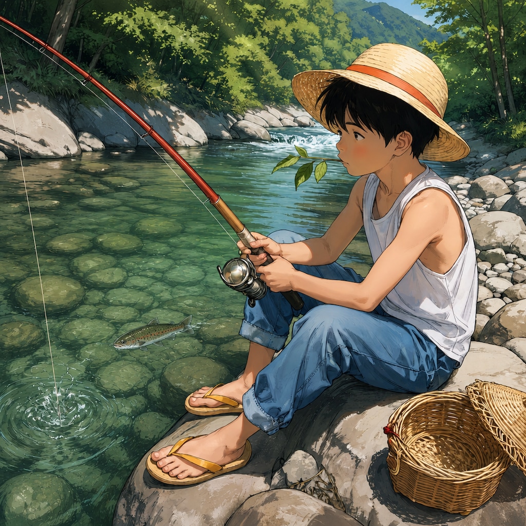 川遊び：夏の太公望