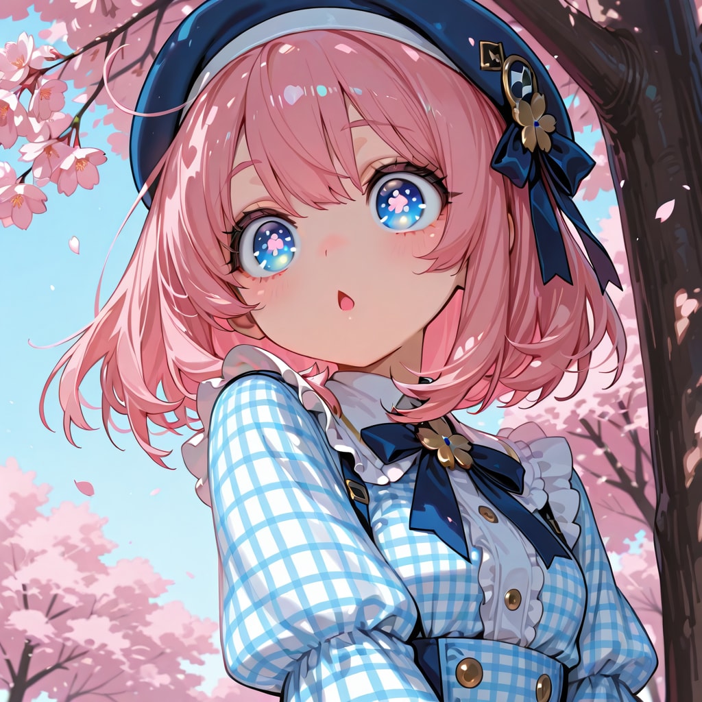 桜の木の下の女の子