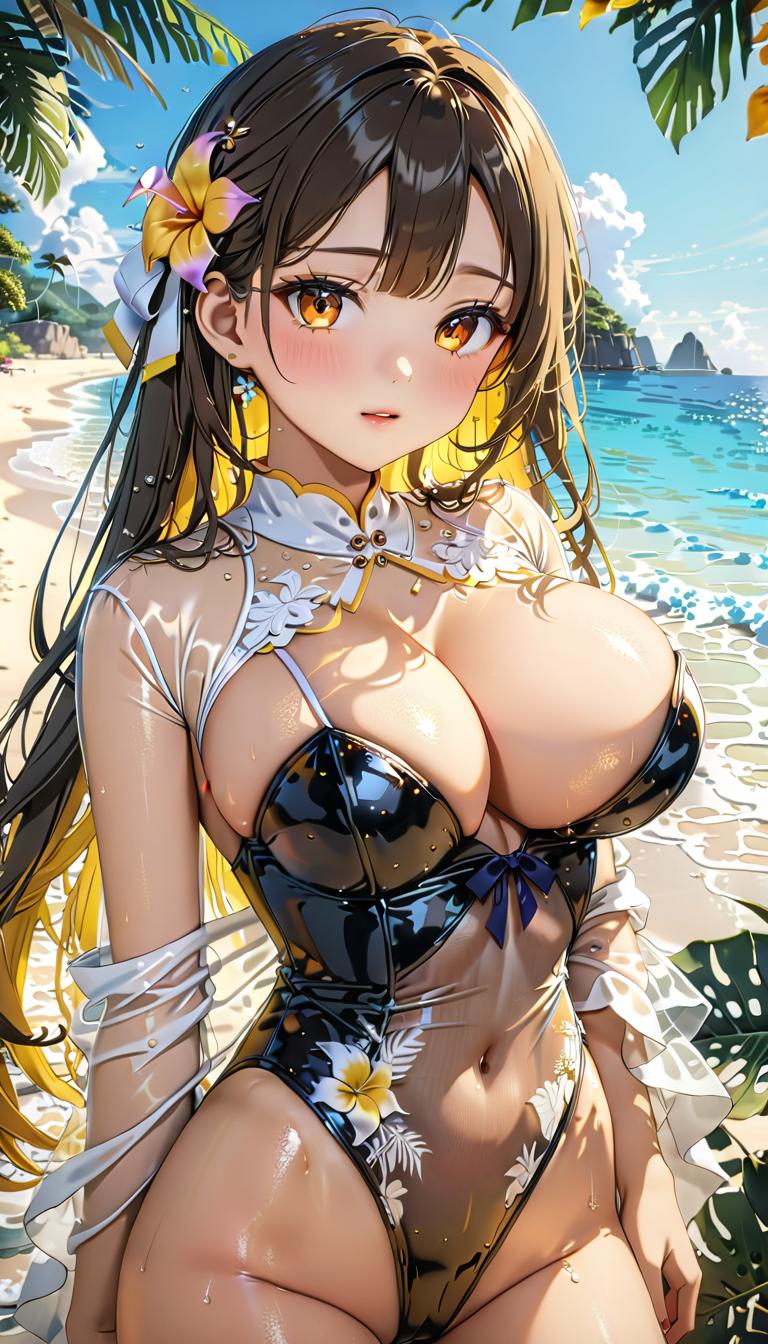 花柄レースな水着