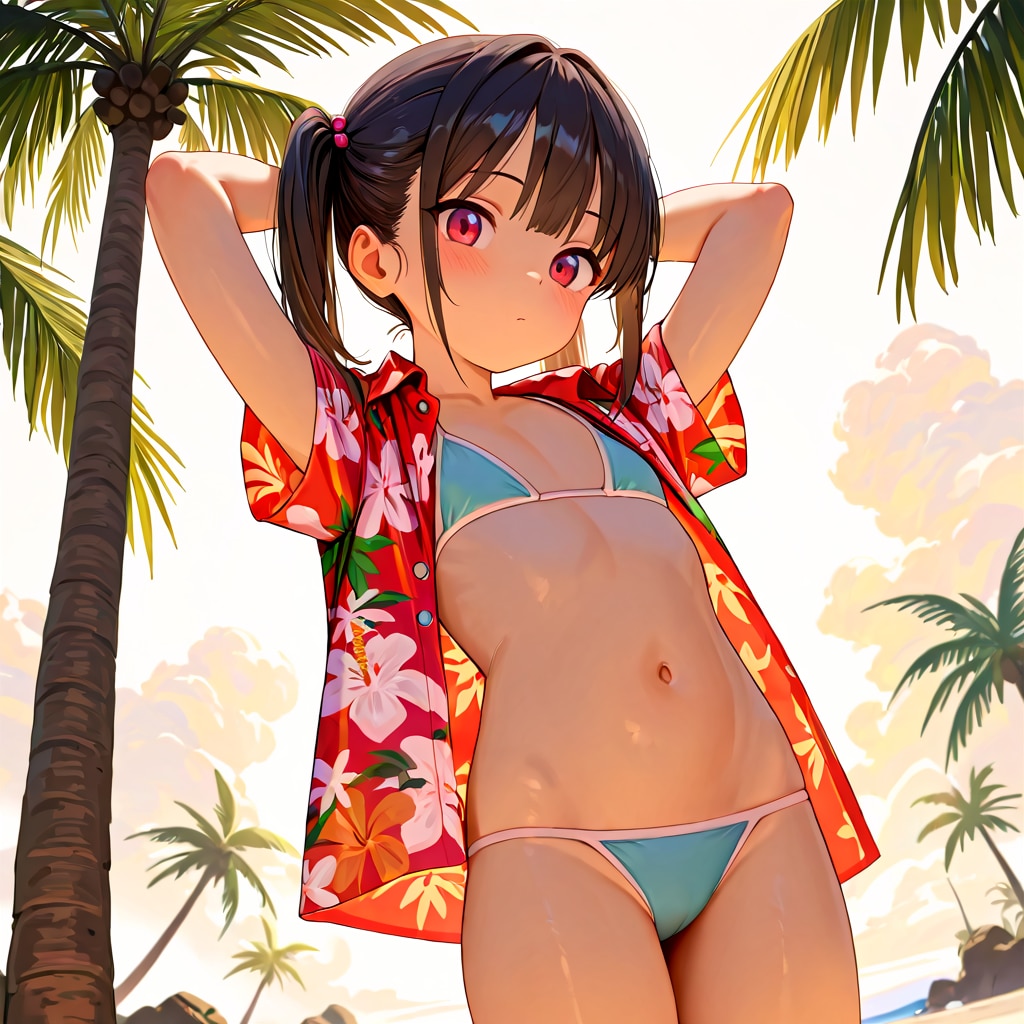 アロハシャツの下はビキニ💗