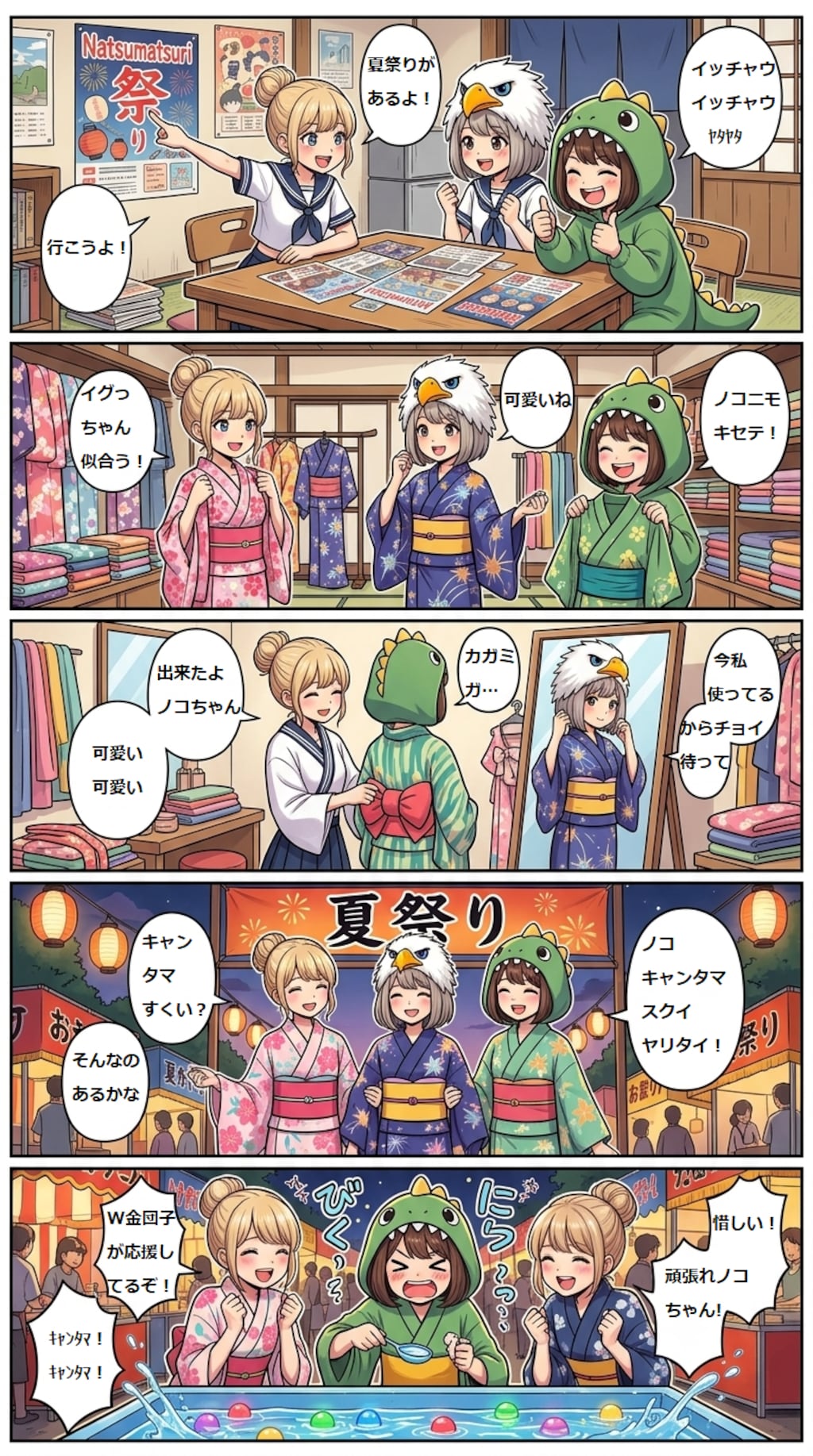 ノコと金団子　浴衣で夏祭り編