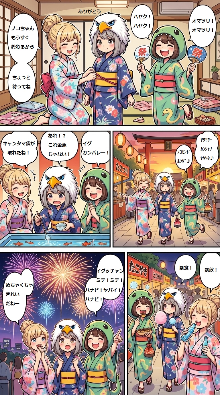 ノコと金団子　浴衣で夏祭り編
