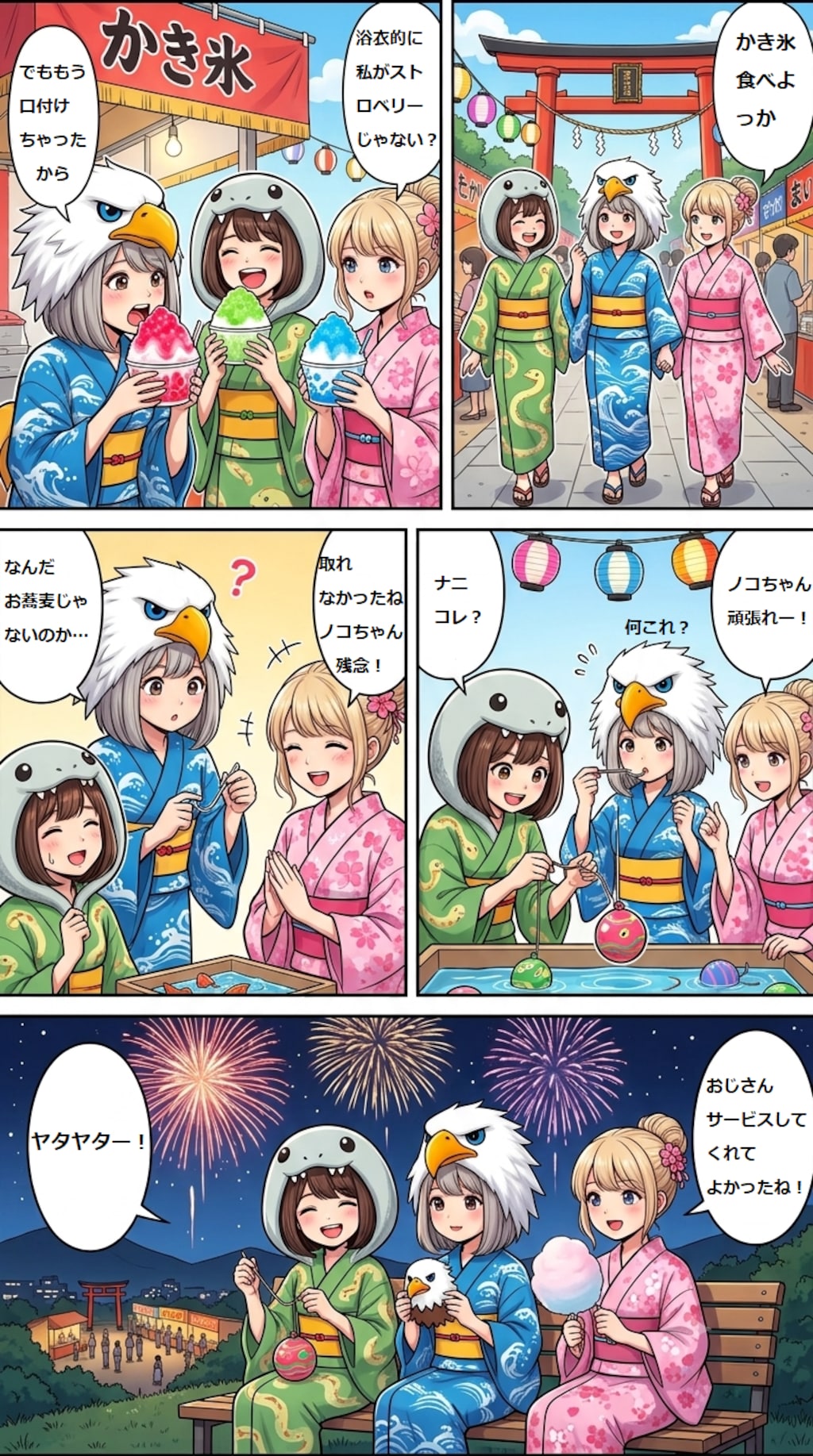 ノコと金団子　浴衣で夏祭り編