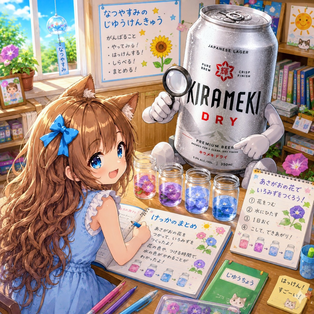 夏休みの自由研究をする小さな女の子 | の人気AIイラスト・グラビア