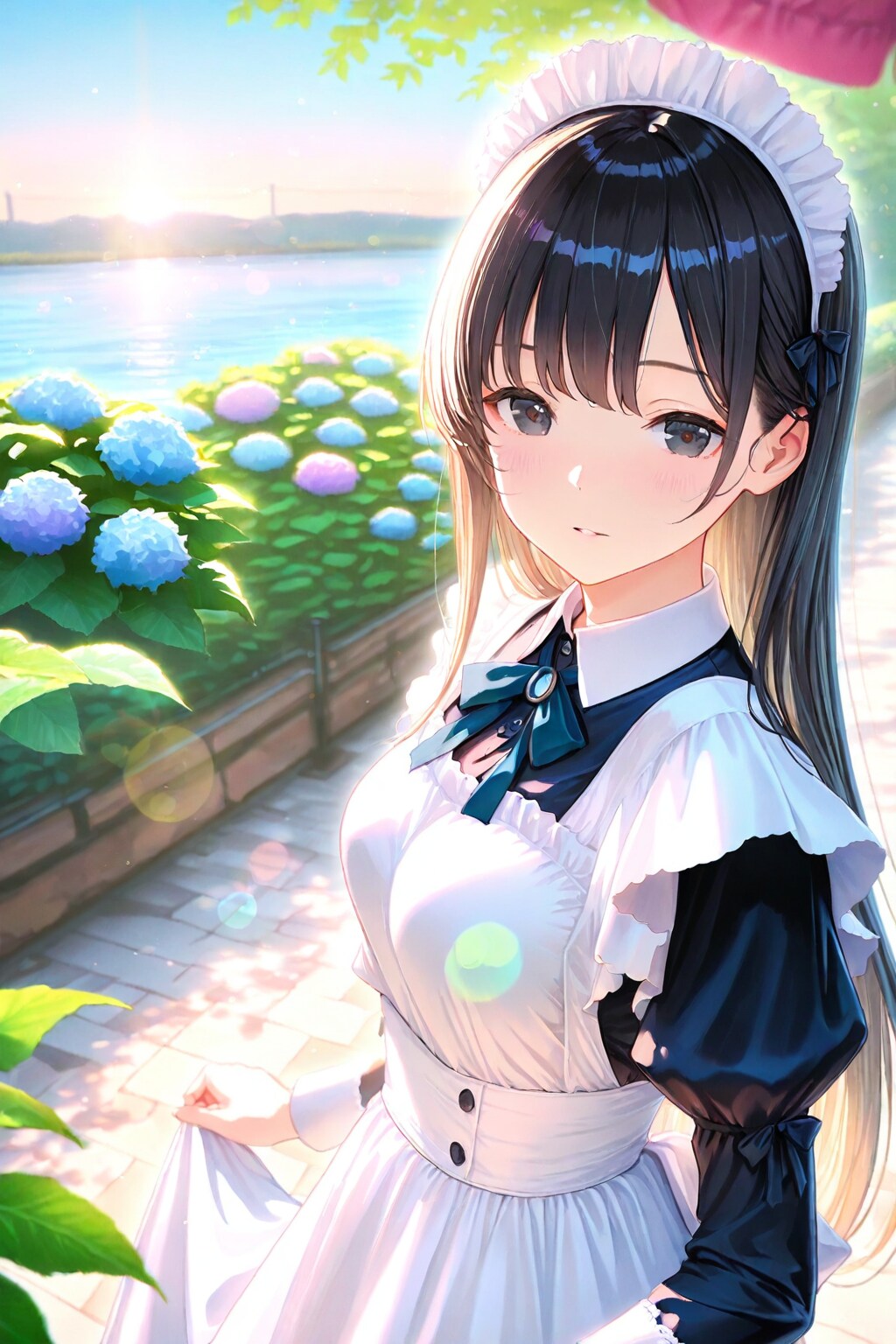 紫陽花とメイドさん | の人気AIイラスト・グラビア