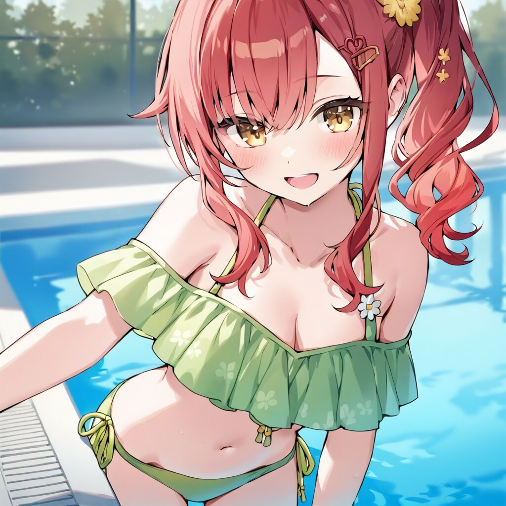 赤毛ちゃん　緑ビキニ