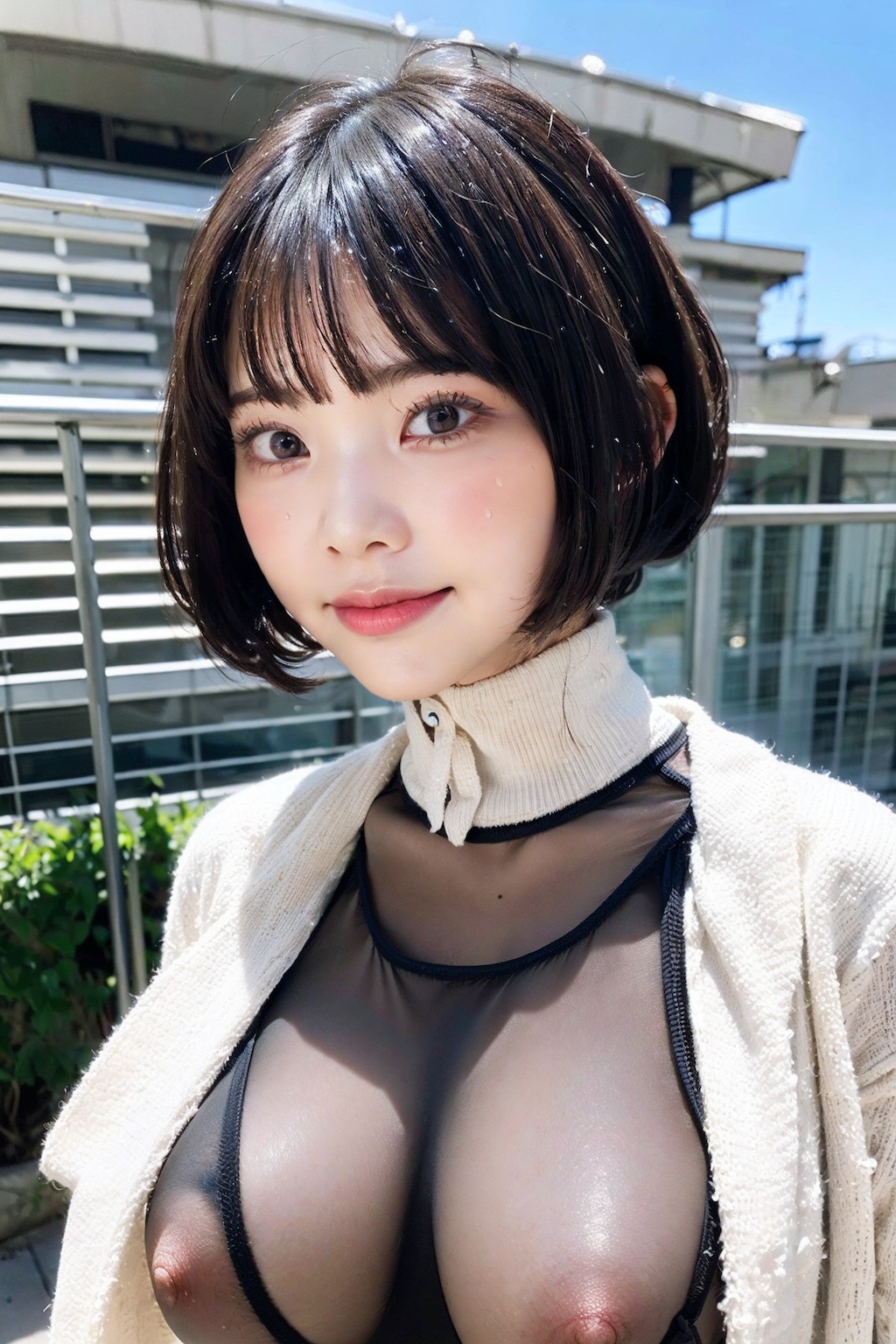 透け透けレオタードで透けたりポロリしたり