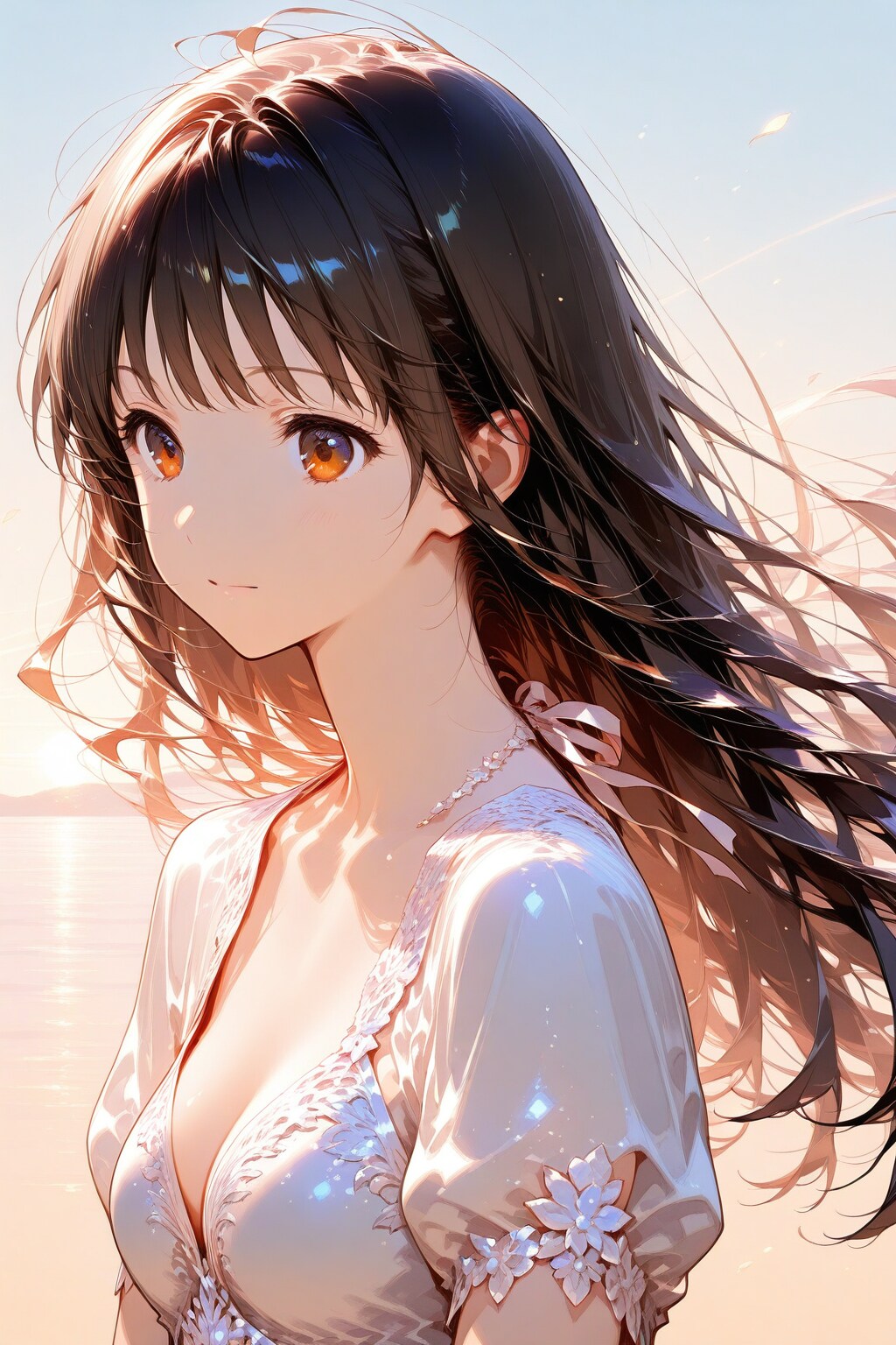 美少女、朝日の中で・・・。