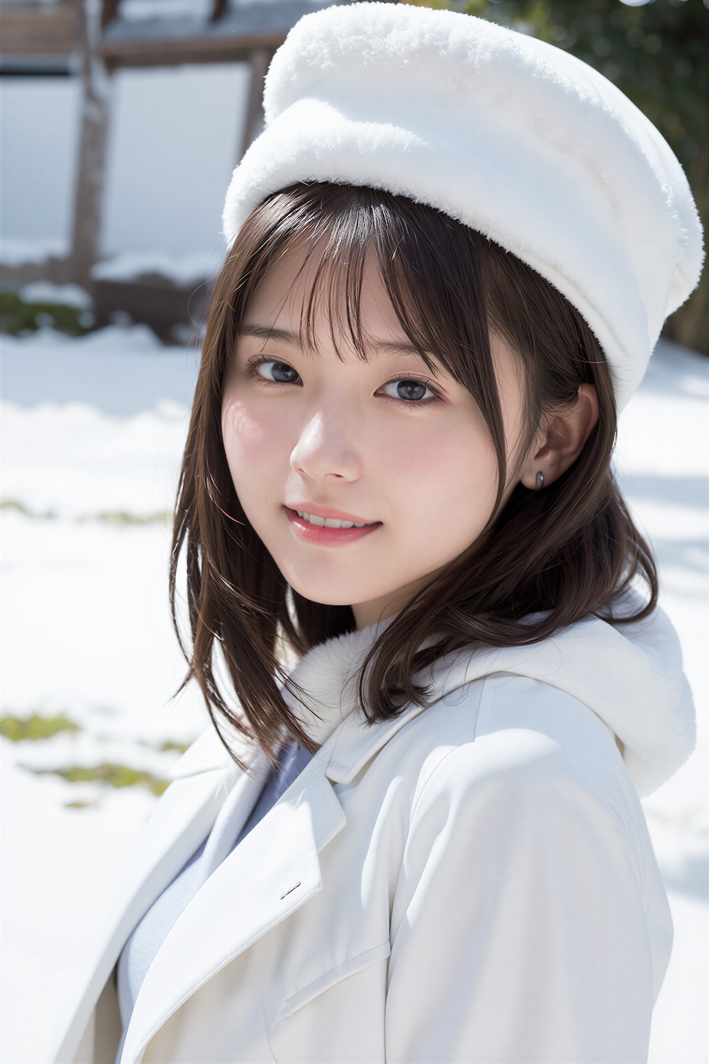 白コートと帽子 2
