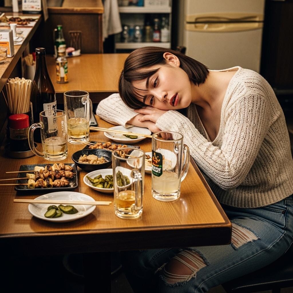 酔いつぶれる女