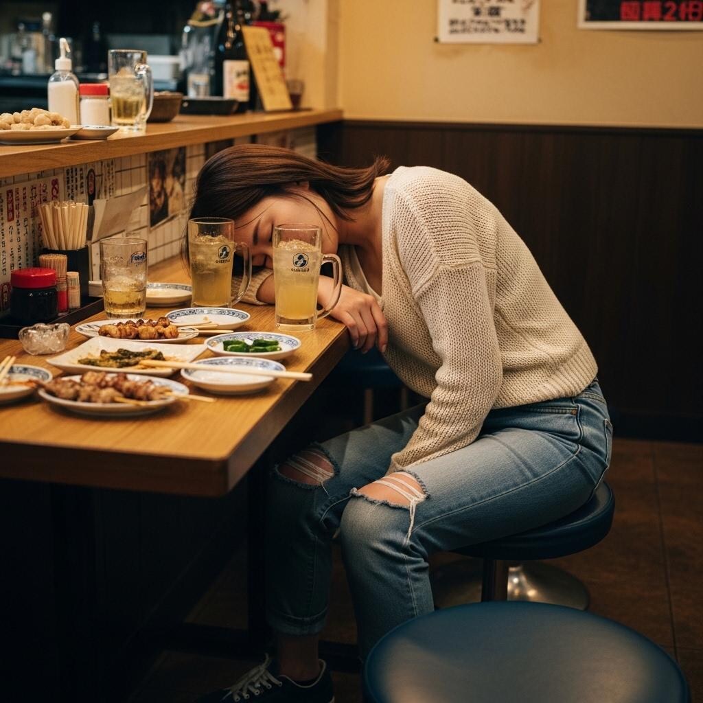 酔いつぶれる女