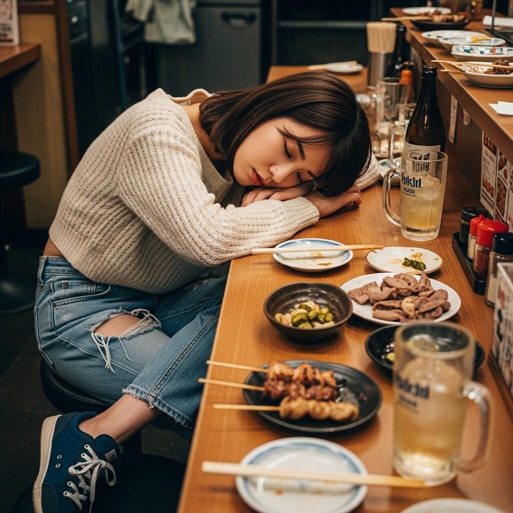 酔いつぶれる女
