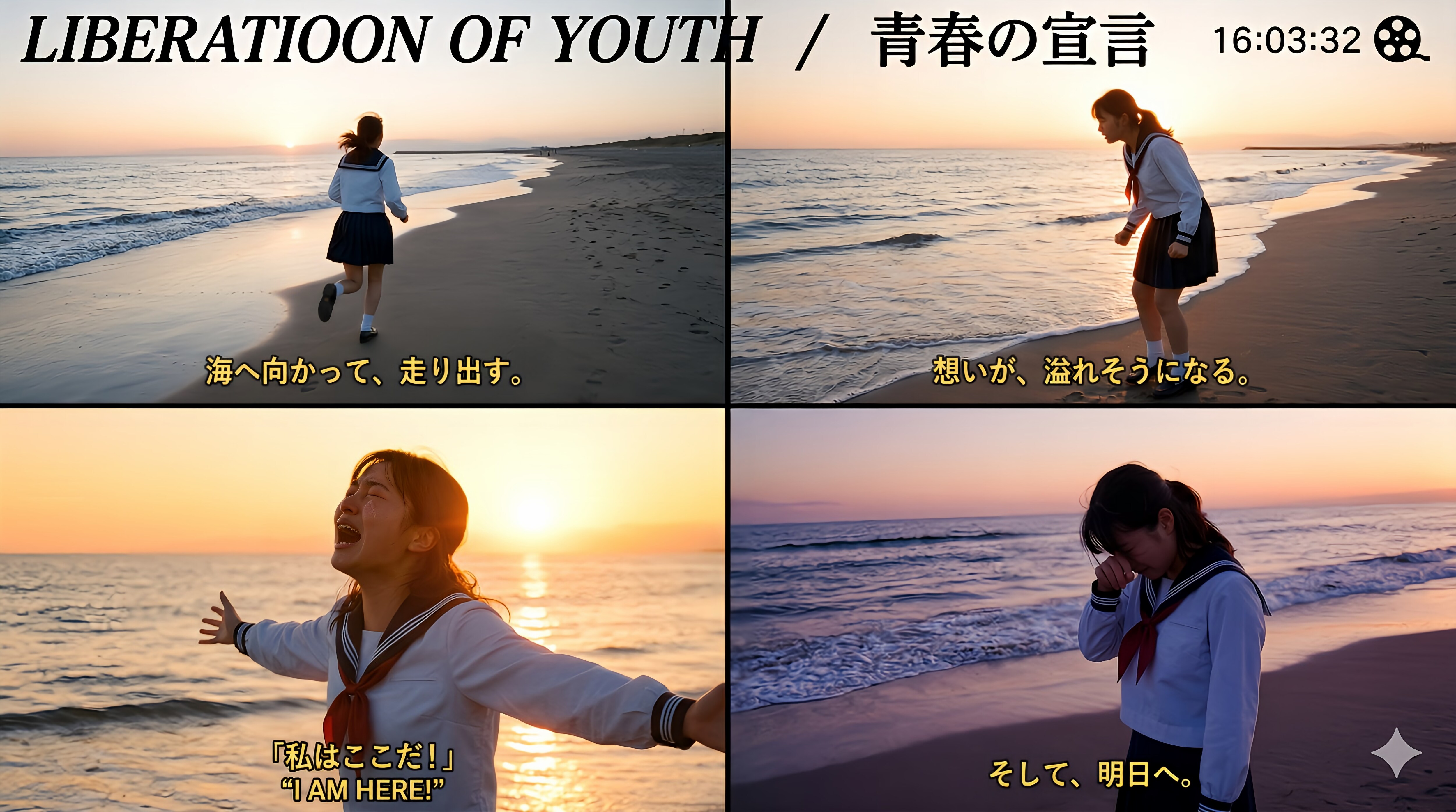 海辺での主張