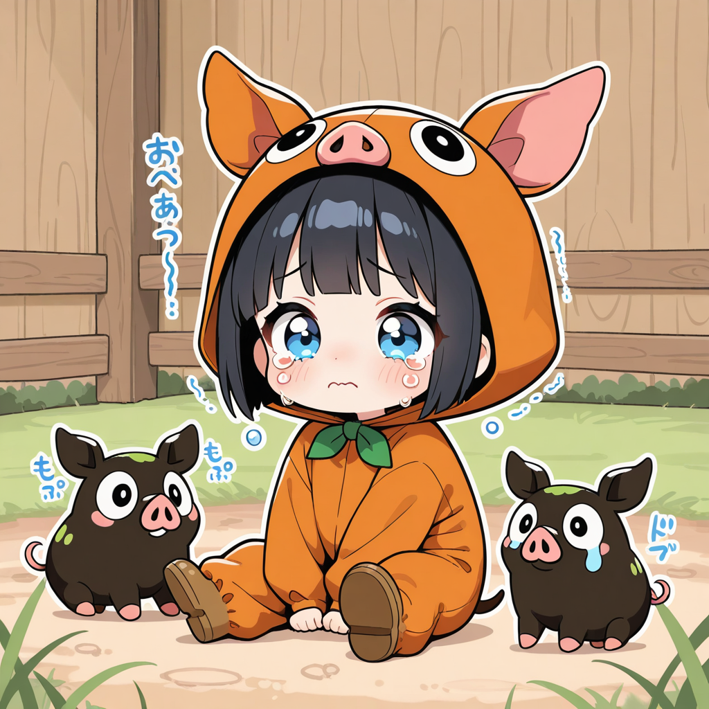 茶色いぶたさんになっちゃったちーちゃん