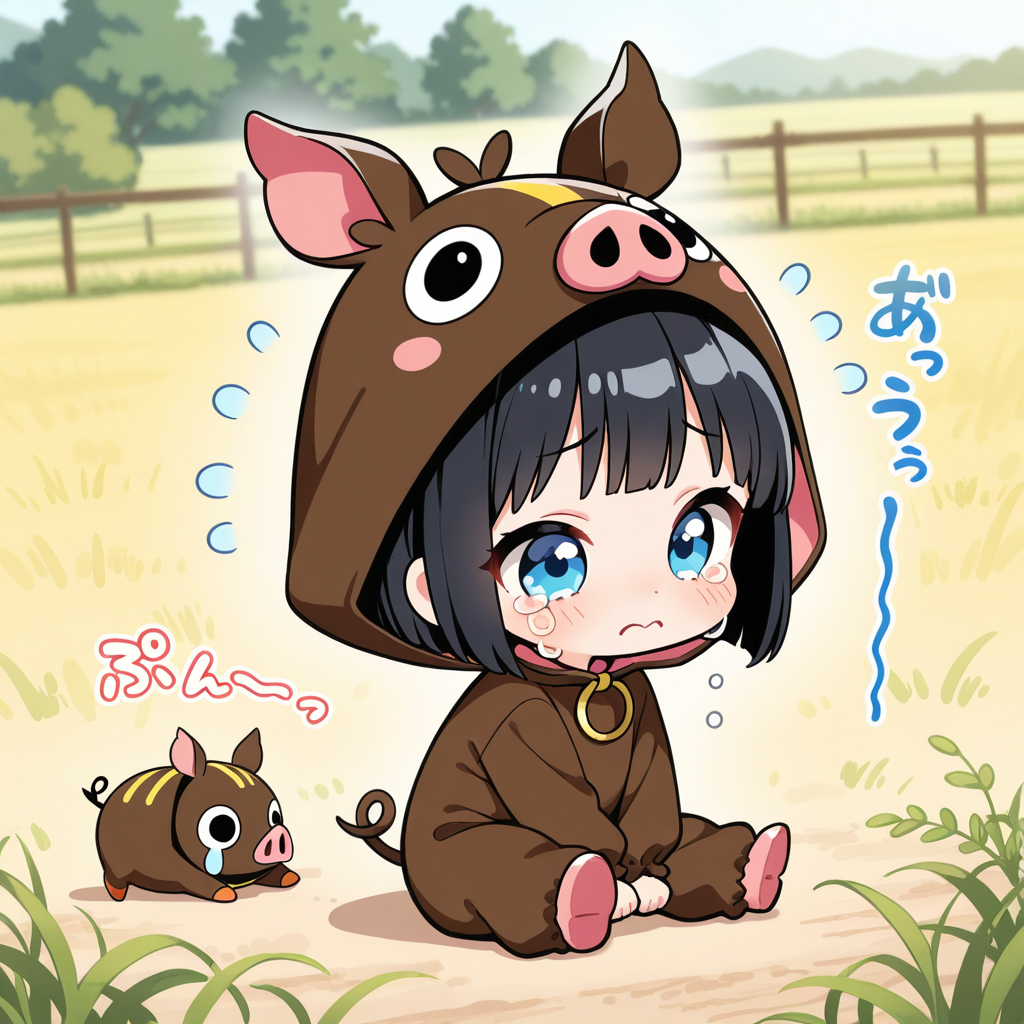 茶色いぶたさんになっちゃったちーちゃん