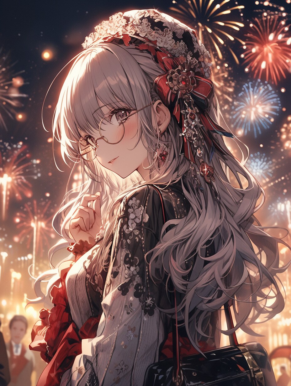 メガネ女子と花火