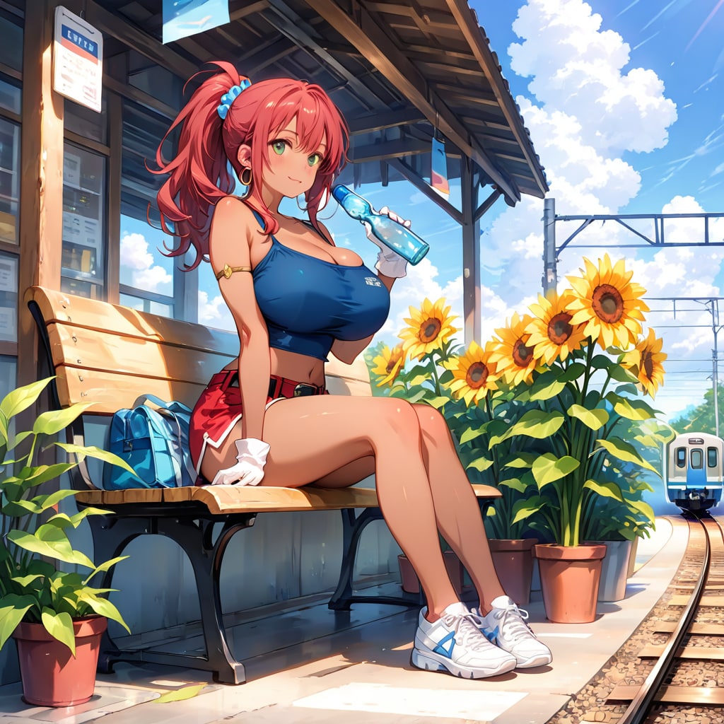 夏の鉄道旅行を彼氏と共に満喫している水部千沙奈