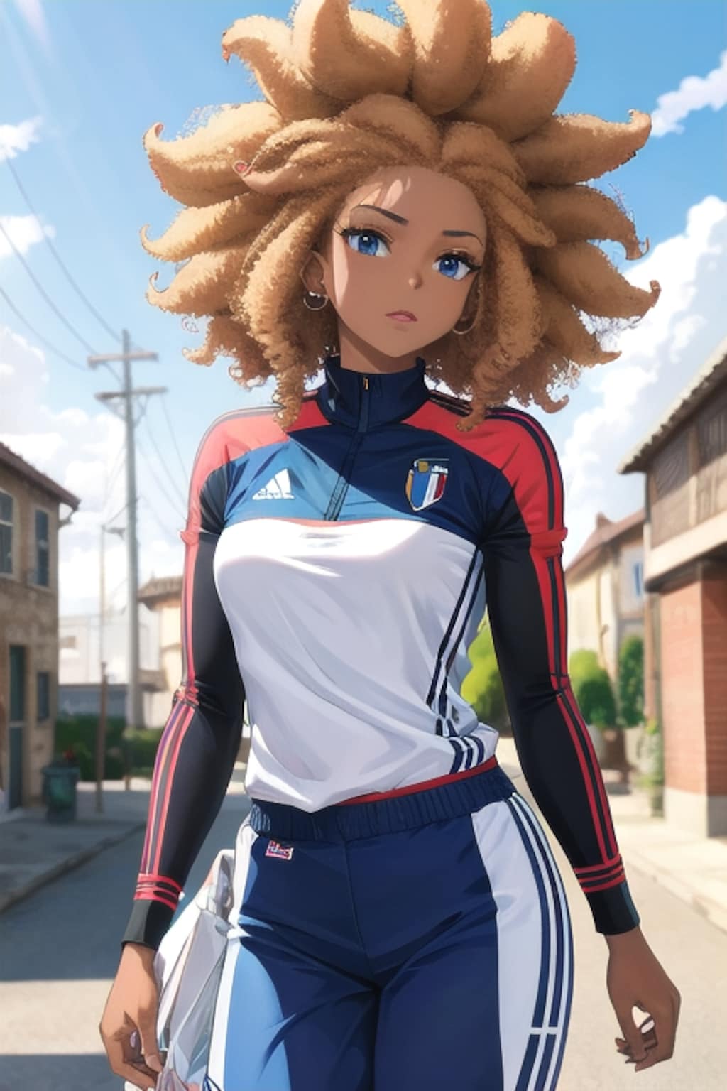 アフロでジャージの女の子