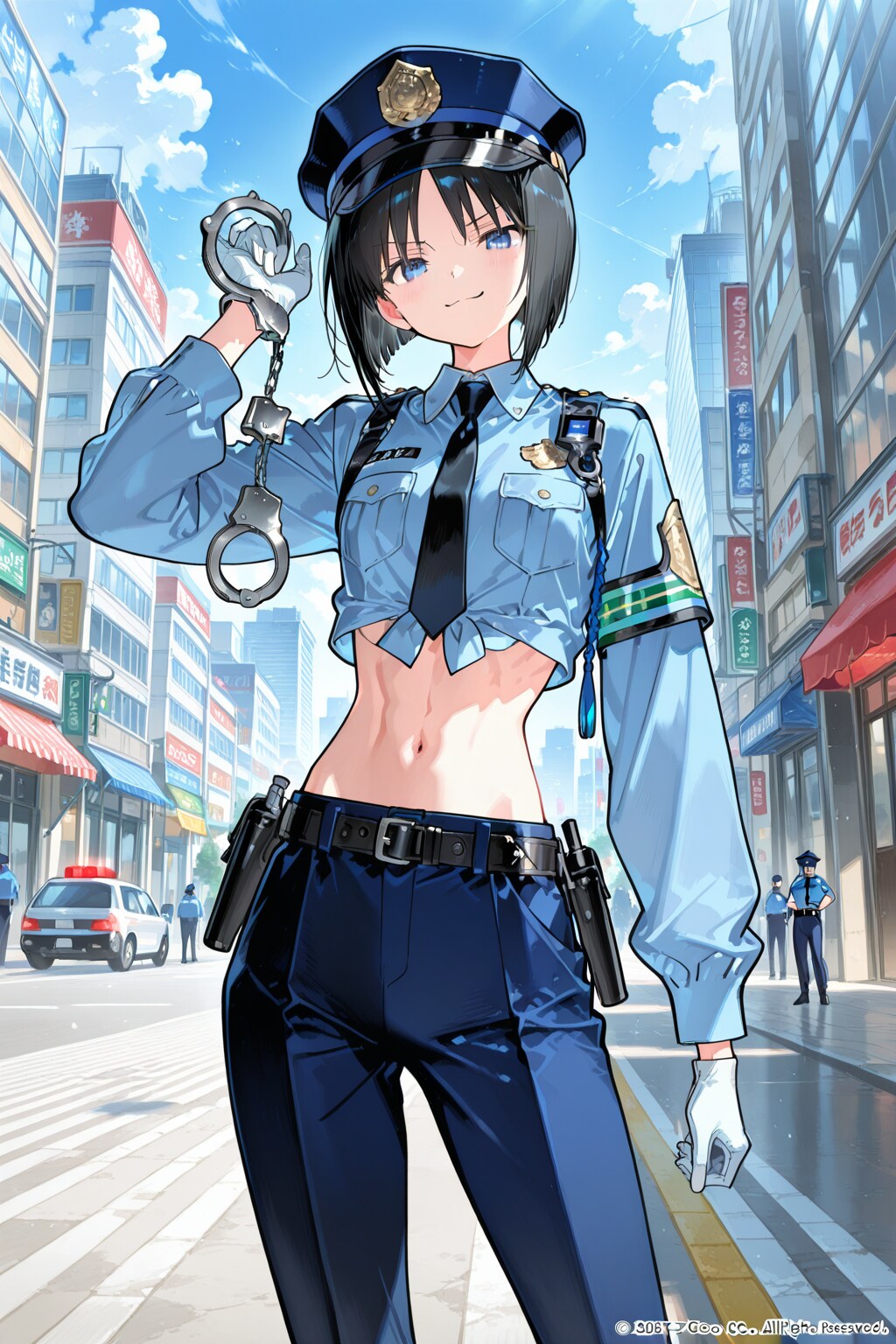 手錠を持ちドヤ顔の婦警 | の人気AIイラスト・グラビア