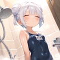 白髪ちゃんa9-水着でシャワー 3枚目