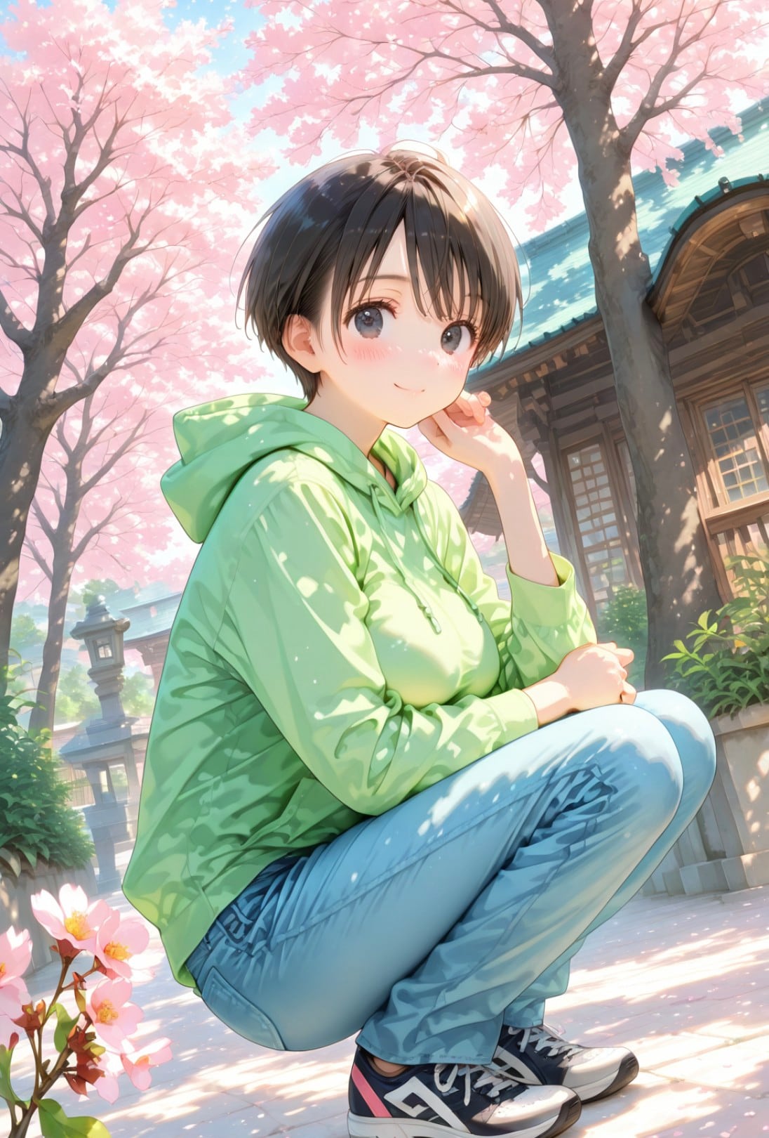 「おはよう✨️」早朝お散歩デート春🌸３ | の人気AIイラスト・グラビア