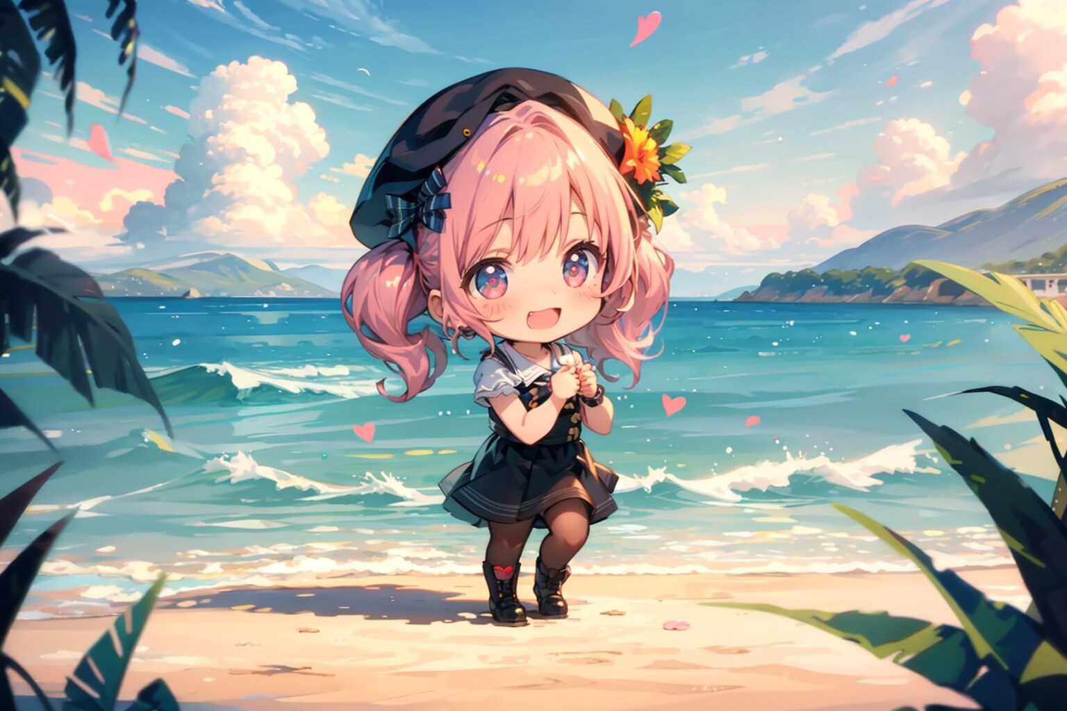 夏の雲、海と砂浜。 | の人気AIイラスト・グラビア