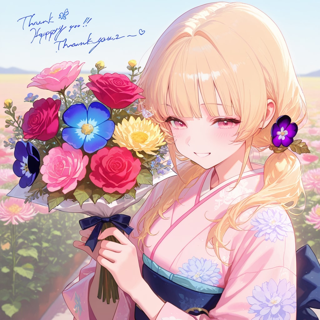 金髪ちゃんとお花畑