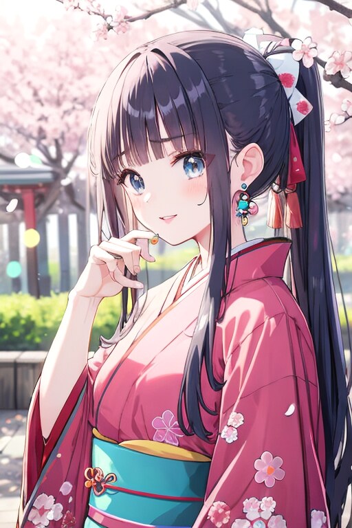 和装女子　花見