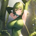 ハイレグレオタード女性集（緑髪ウェーブ編） 8枚目