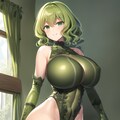 ハイレグレオタード女性集（緑髪ウェーブ編） 5枚目