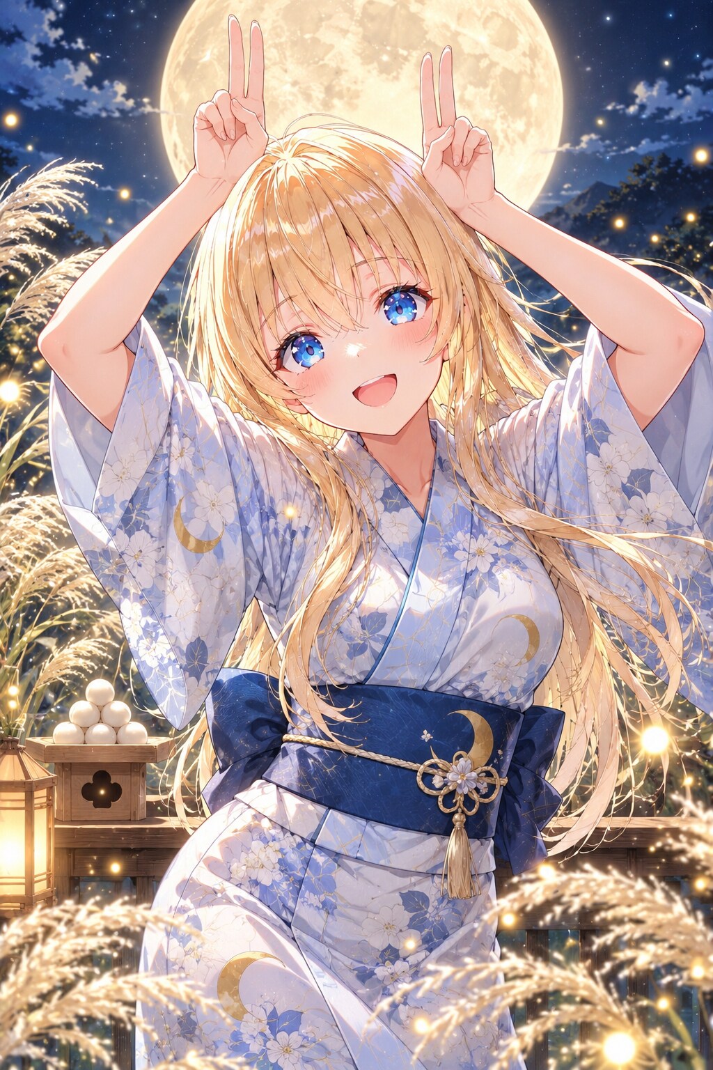 お月見企画①「お月見うさ耳ポーズ」 | の人気AIイラスト・グラビア