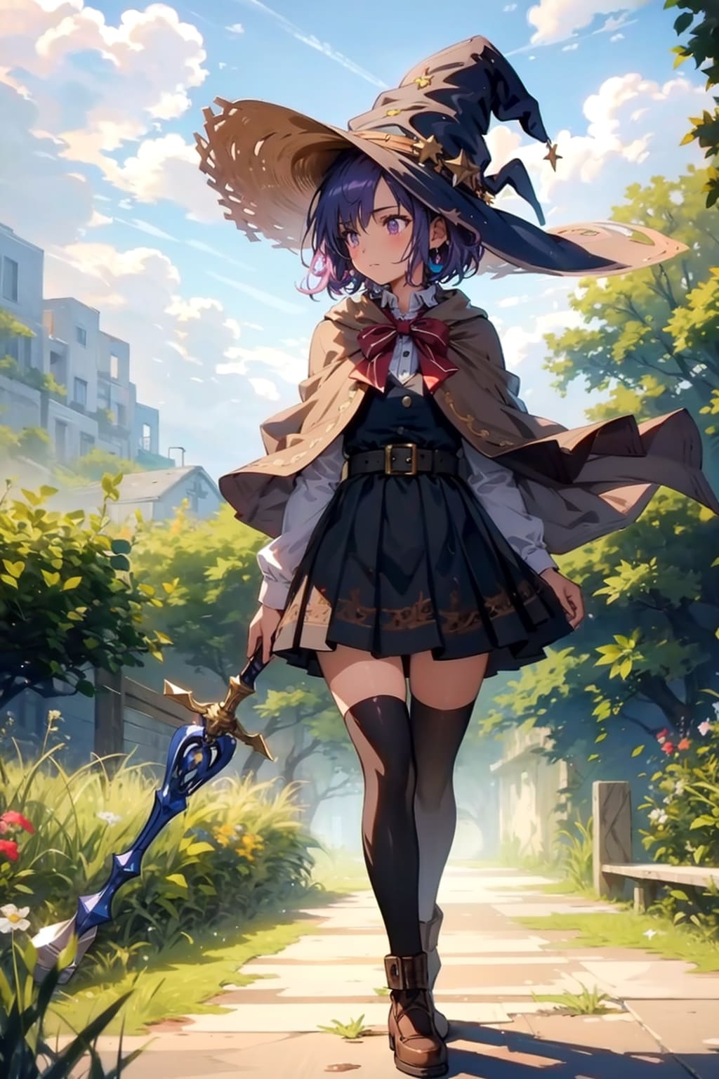 故郷を警戒している魔女