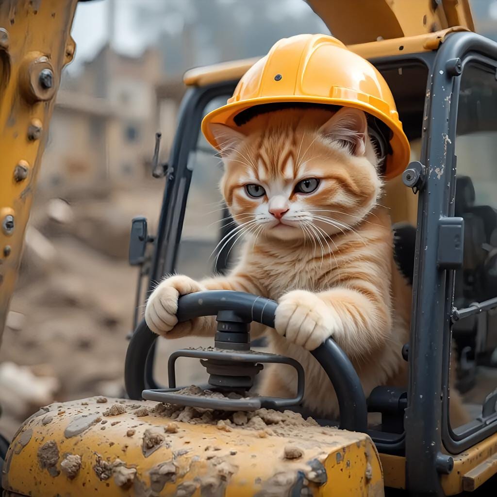 工事のじゃまするニャー！