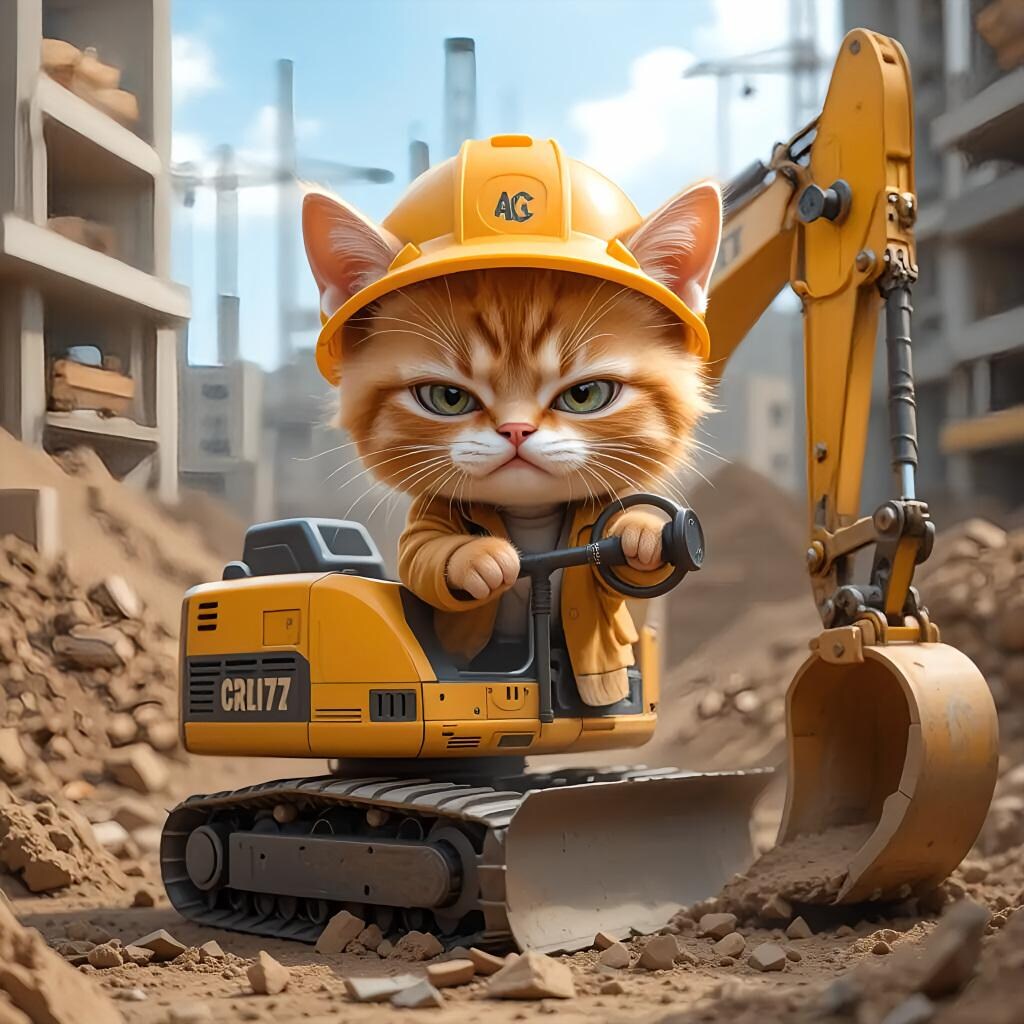 工事のじゃまするニャー！