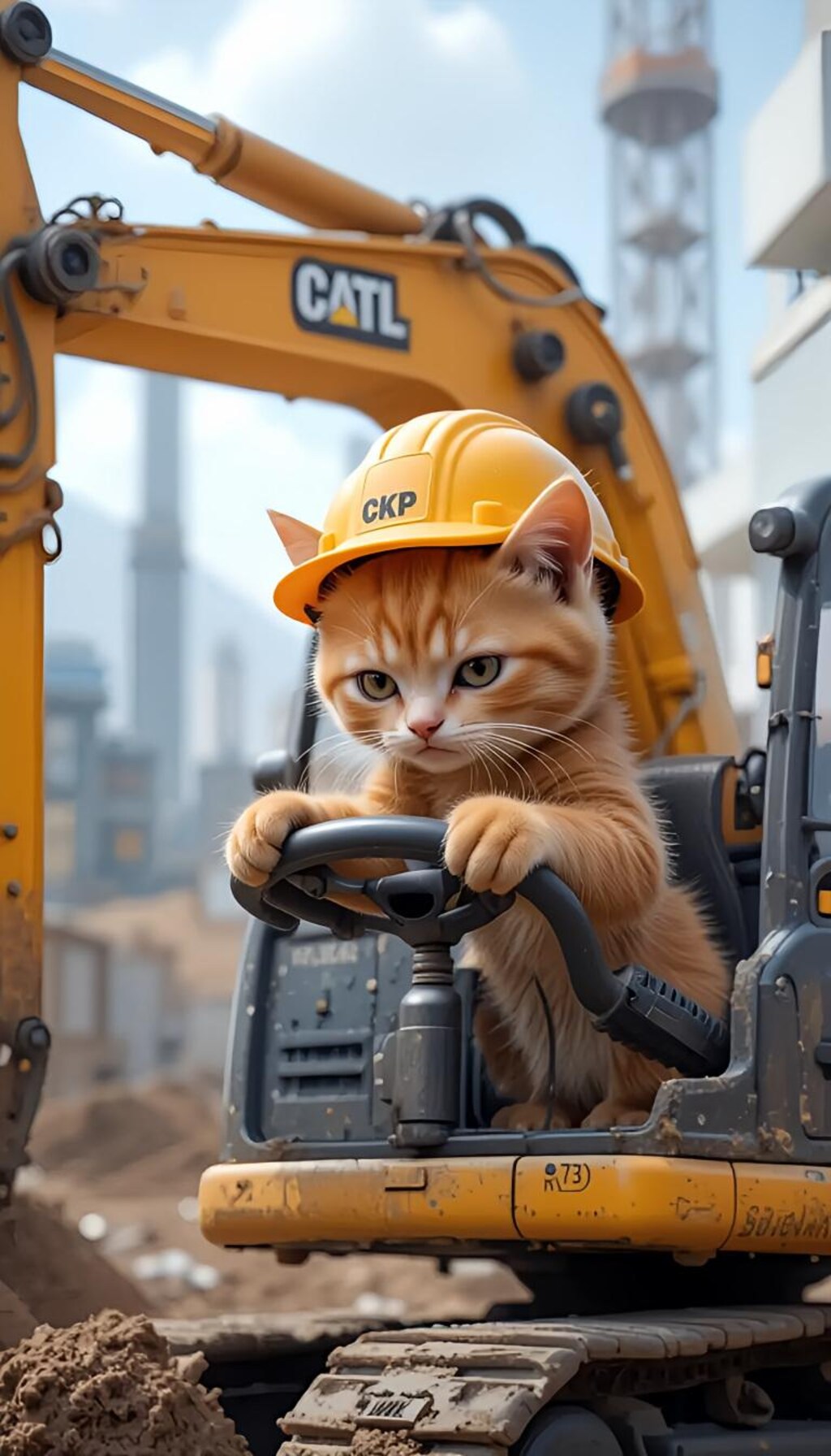 工事のじゃまするニャー！